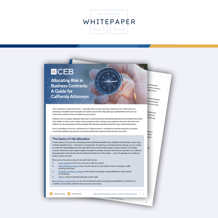 Allocating Risk in Business Contracts: A Guide for California Attorneys PDF preview image