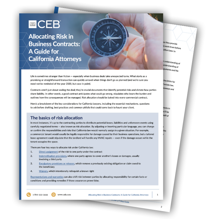 Allocating Risk in Business Contracts: A Guide for California Attorneys PDF preview image