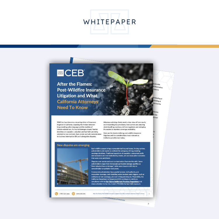 Post-Wildfire Insurance Litigation in California white paper