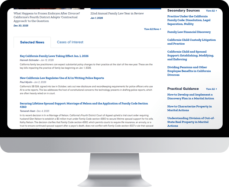 Family Law Hub example image of hompage on Desktop device