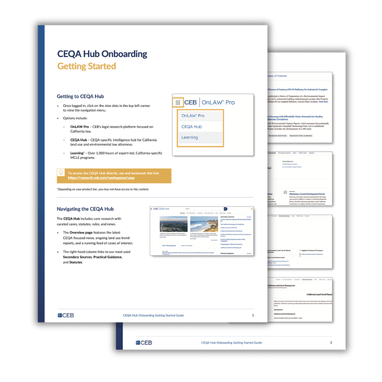 CEQA Hub Onboarding Getting Started