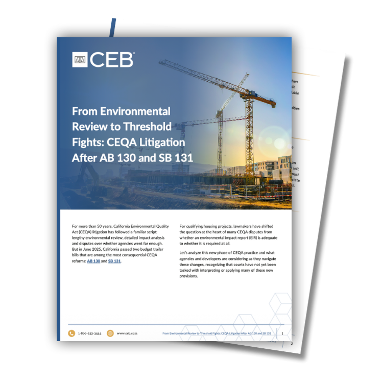 From Environmental Review to Threshold Fights: CEQA Litigation After AB 130 and SB 131 Whitepaper